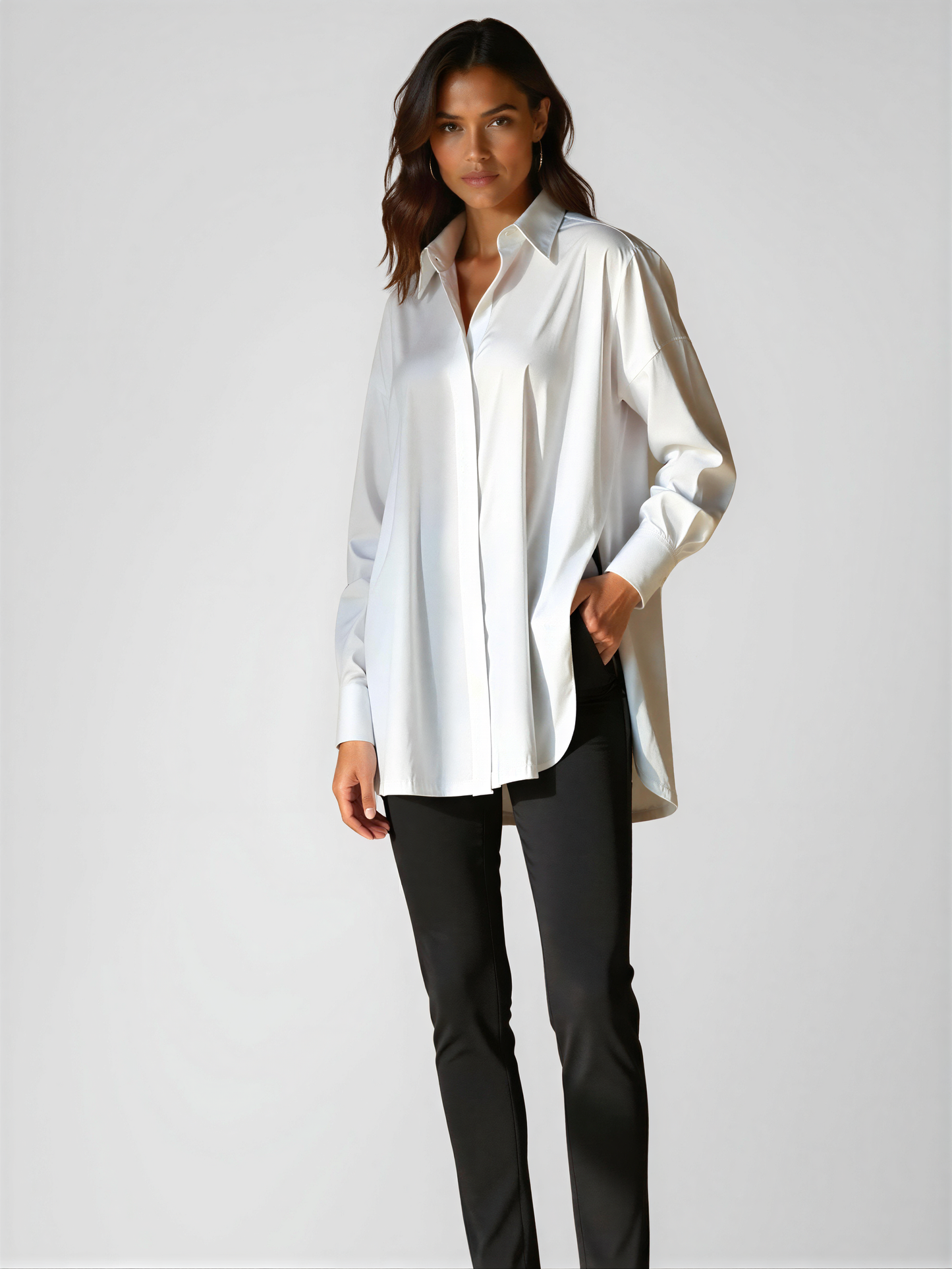 Oversized Lapel Button Shirt Dress